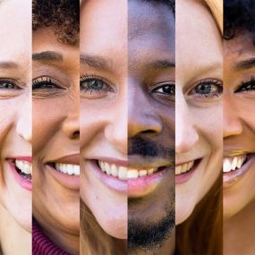 Collection of diverse American faces smiling