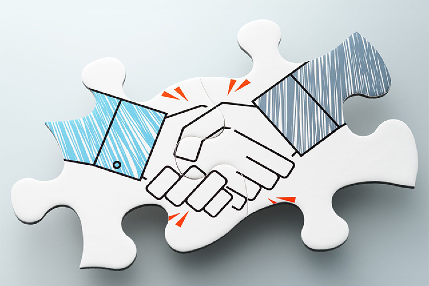 Concept image of business partnership, collaboration and corporation.